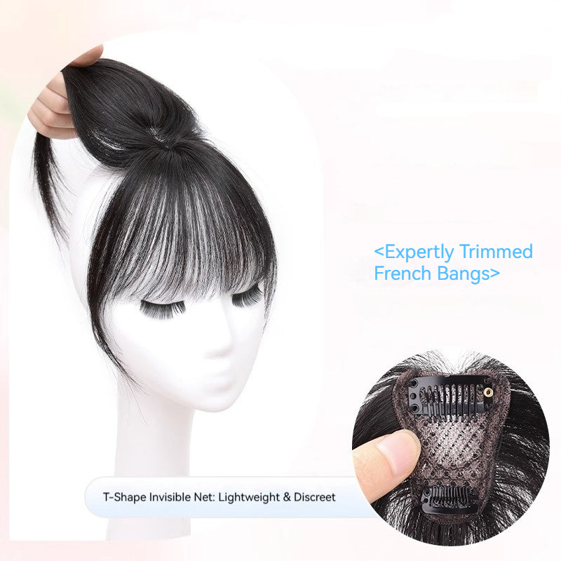 Full Human Hair 3D French Fringe Topper for Women – High Crown Volume & Fullness, Covers Gray Hair. Lightweight & Seamless.