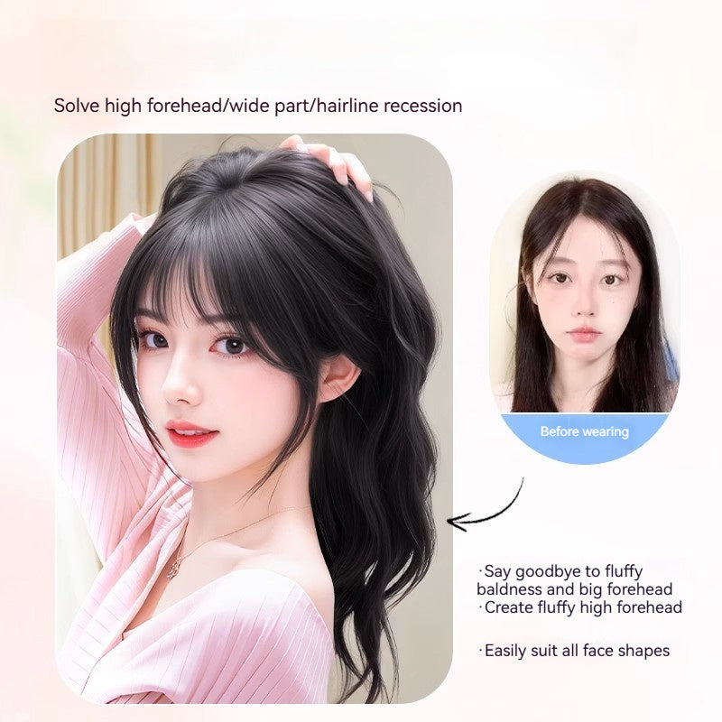 Full Human Hair 3D French Fringe Topper for Women – High Crown Volume & Fullness, Covers Gray Hair. Lightweight & Seamless.