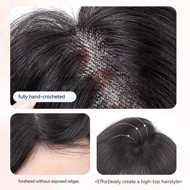 Full Human Hair 3D French Fringe Topper for Women – High Crown Volume & Fullness, Covers Gray Hair. Lightweight & Seamless.