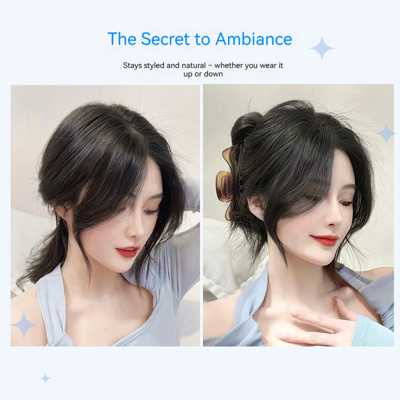 real human hair Volumizing Hair Topper High Root Lift Real Human Hair Clip In Cover Gray Thinning Hair Natural Look with Bangs for Women