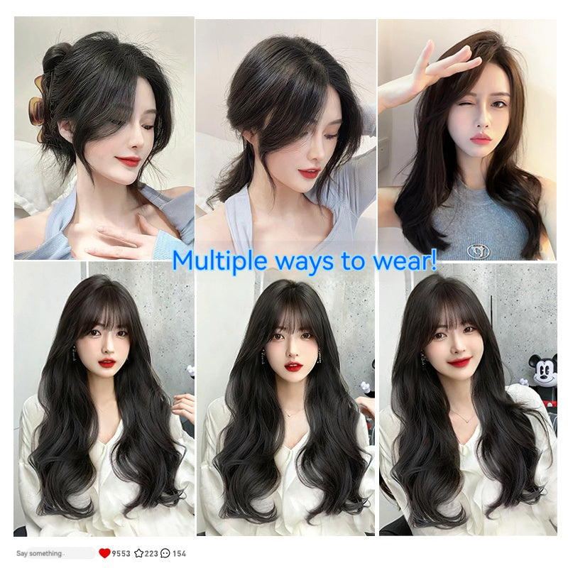 real human hair Volumizing Hair Topper High Root Lift Real Human Hair Clip In Cover Gray Thinning Hair Natural Look with Bangs for Women