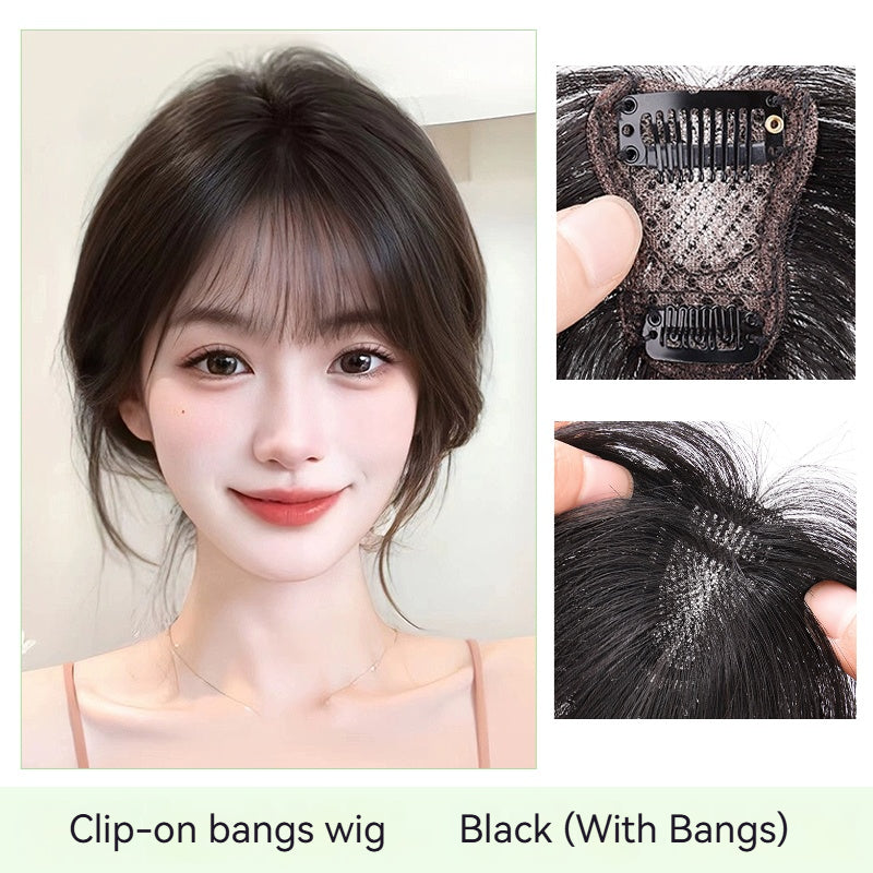 Full Human Hair 3D French Fringe Topper for Women – High Crown Volume & Fullness, Covers Gray Hair. Lightweight & Seamless.