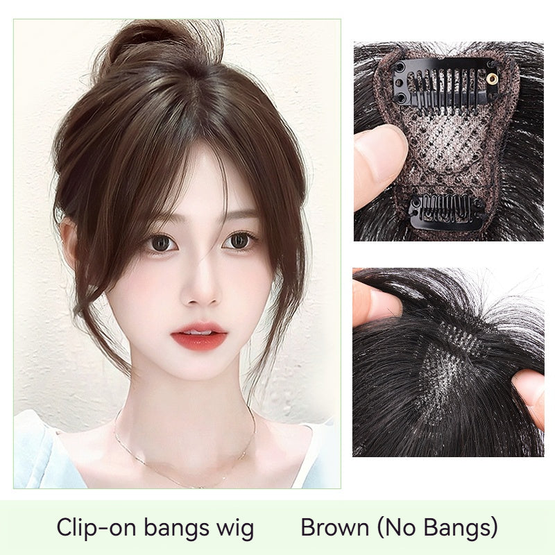 Full Human Hair 3D French Fringe Topper for Women – High Crown Volume & Fullness, Covers Gray Hair. Lightweight & Seamless.